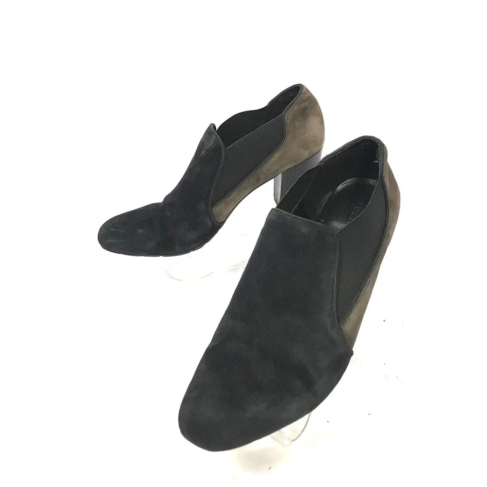 Franco Sarto Womens Black‎ Brown Suede Block Heel Booties Shooties Size 9